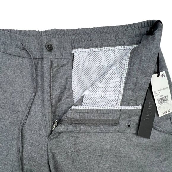 New Dylan Gray Men US 33 Grey Wool Pants Slim Fit Elastic Waistband Sweatpants - Picture 6 of 9